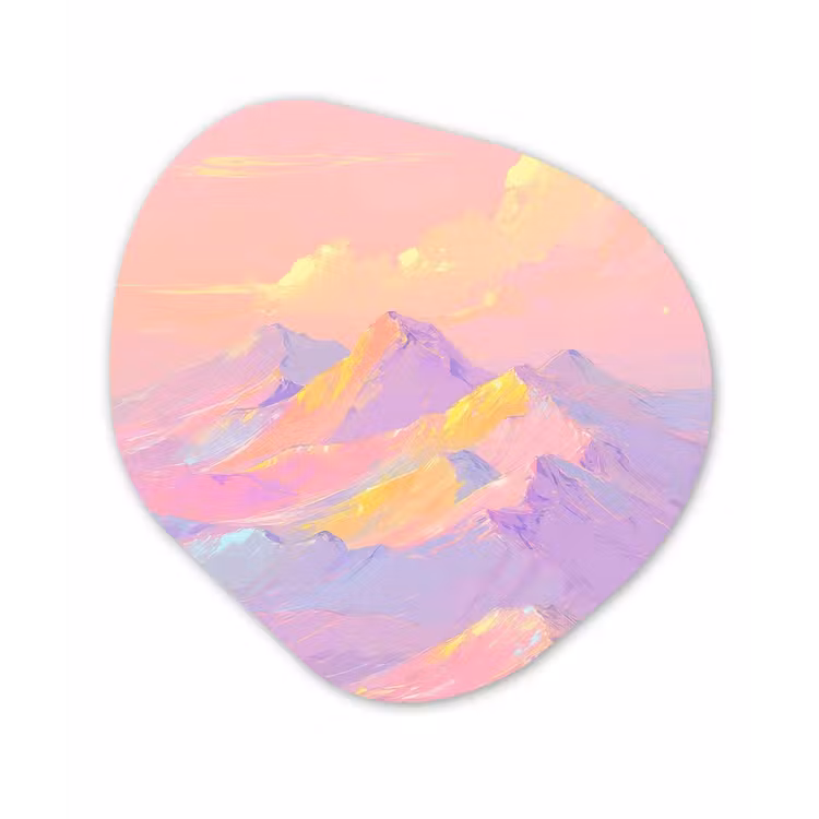 Organisch schilderij - Forex - Bergtoppen - Wolken - Dromerig — 1