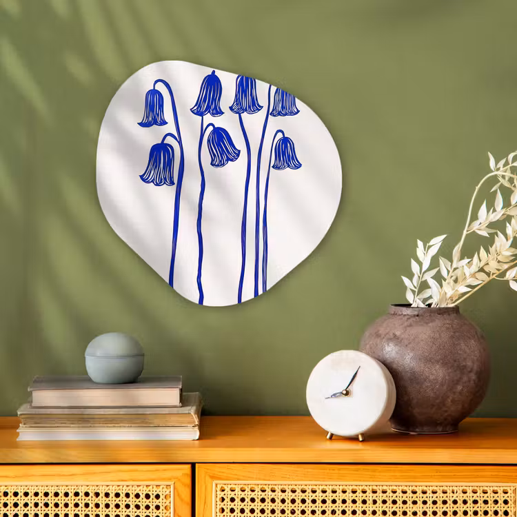 Organisch schilderij - Forex - Bloemen - Blauw - Lijnen - Bloemblaadjes — 2