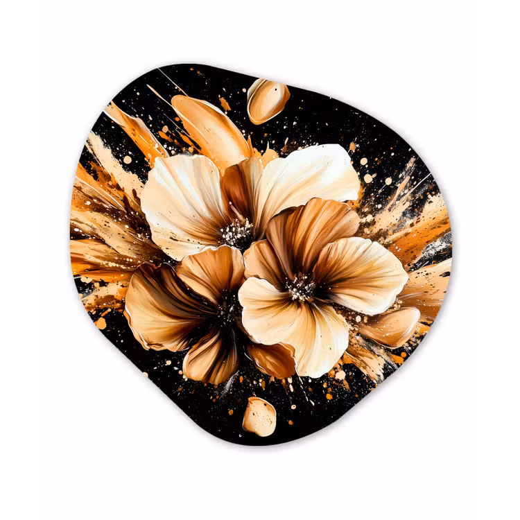 Organisch schilderij - Forex - Bloemen - Goud - Graffiti - Zwart - Abstract — 1