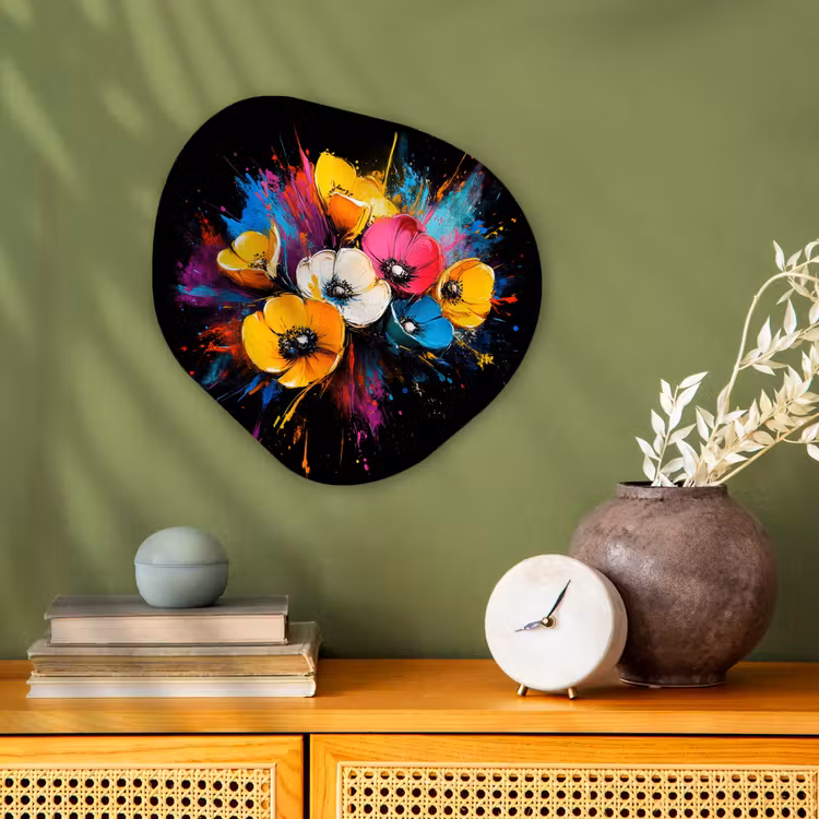 Organisch schilderij - Forex - Bloemen - Kleurrijk - Graffiti - Modern - Boeket — 2