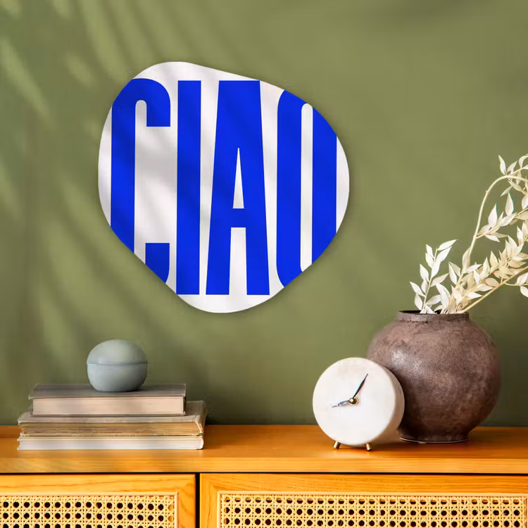 Organisch schilderij - Forex - Ciao - Hoofdletters - Blauw - Minimalistisch — 2