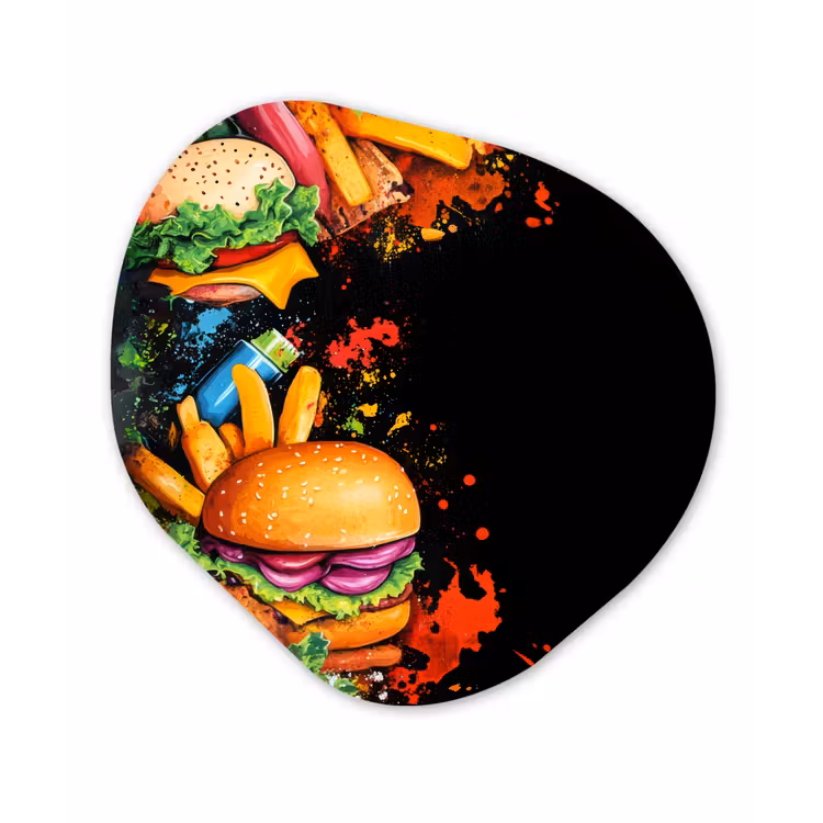 Organisch schilderij - Forex - Fastfood - Graffiti - Hamburger - Eten - Modern — 1