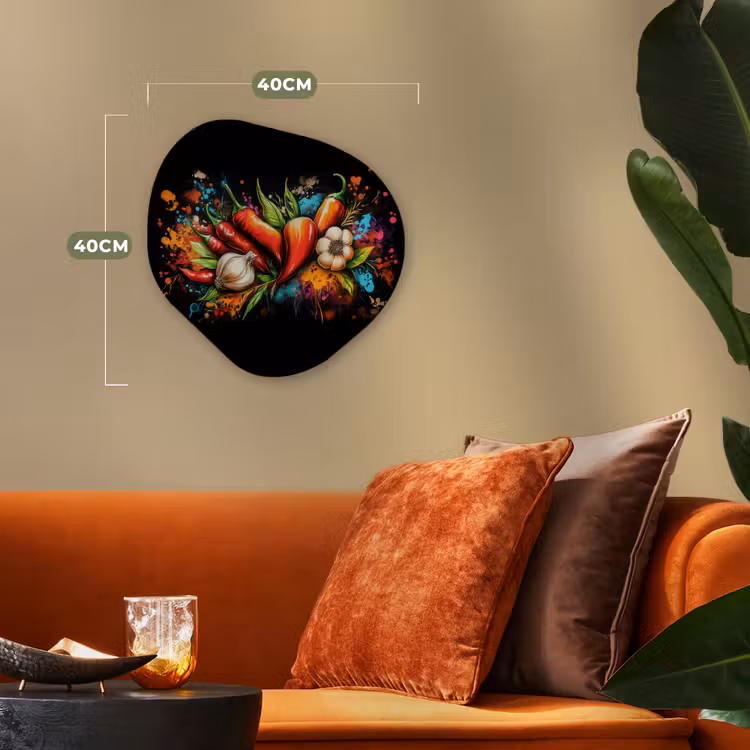Organisch schilderij - Forex - Groente - Peper - Knoflook - Graffiti - Verf - Kleurrijk — 4