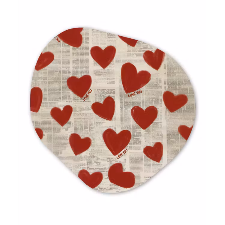 Organisch schilderij - Forex - Hartjes - Krant - Loveyou — 1