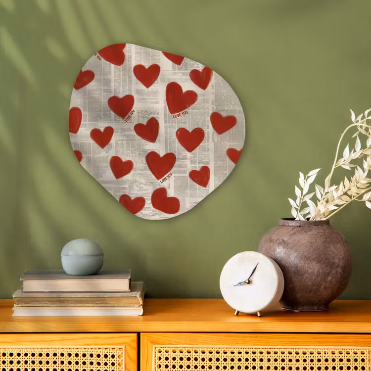 Organisch schilderij - Forex - Hartjes - Krant - Loveyou — 2