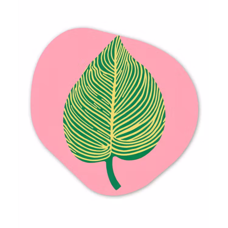 Organisch schilderij - Forex - Illustratie - Blad - Minimalistisch - Groen — 1