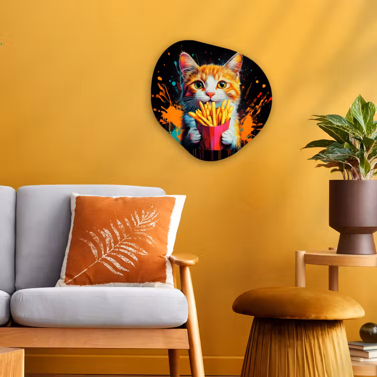 Organisch schilderij - Forex - Kat - Eten - Patat - Graffiti - Abstract — 3