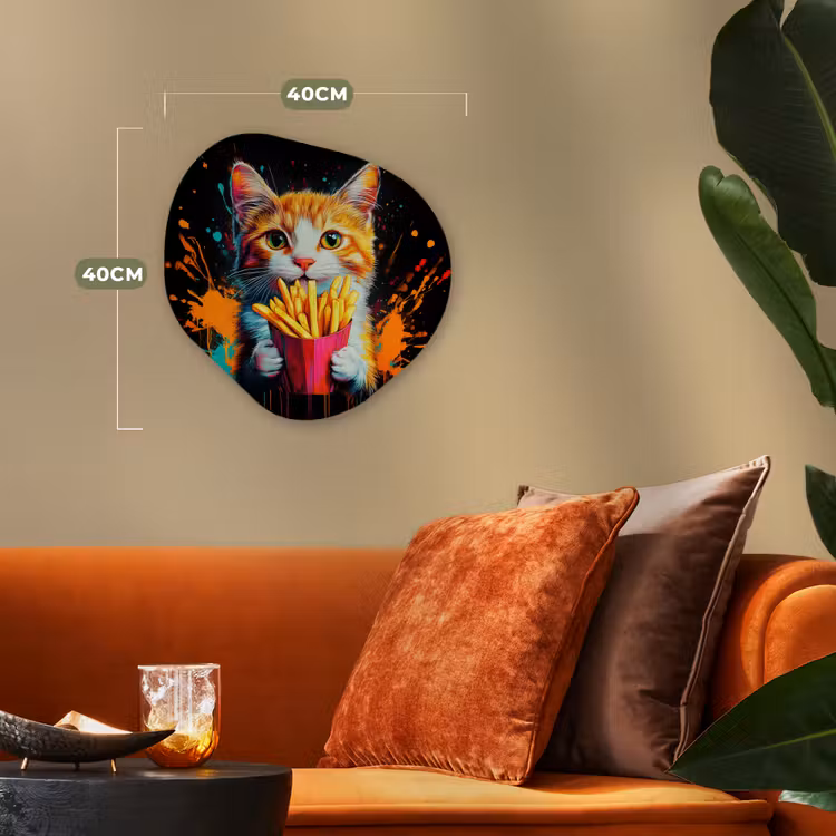 Organisch schilderij - Forex - Kat - Eten - Patat - Graffiti - Abstract — 4