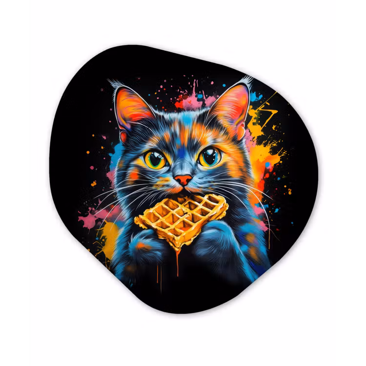Organisch schilderij - Forex - Kat - Graffiti - Kleurrijk - Wafel - Eten — 1