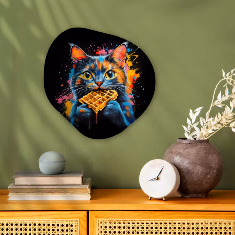 Organisch schilderij - Forex - Kat - Graffiti - Kleurrijk - Wafel - Eten — 2