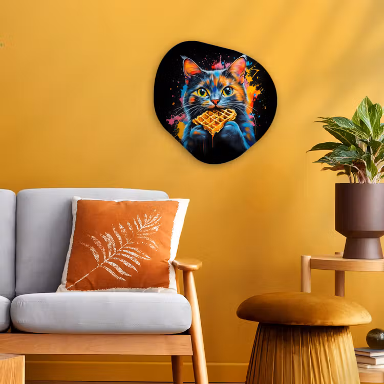 Organisch schilderij - Forex - Kat - Graffiti - Kleurrijk - Wafel - Eten — 3