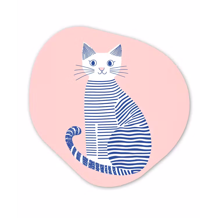 Organisch schilderij - Forex - Kat - Illustratie - Minimalistisch - Roze — 1