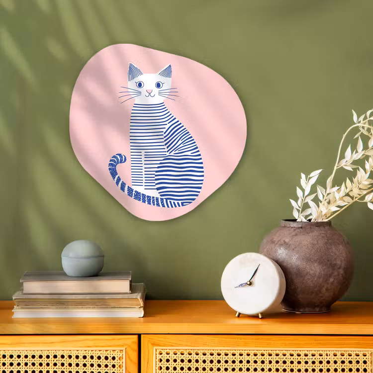 Organisch schilderij - Forex - Kat - Illustratie - Minimalistisch - Roze — 2