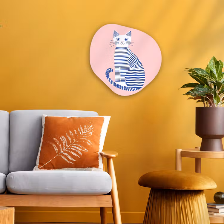 Organisch schilderij - Forex - Kat - Illustratie - Minimalistisch - Roze — 3