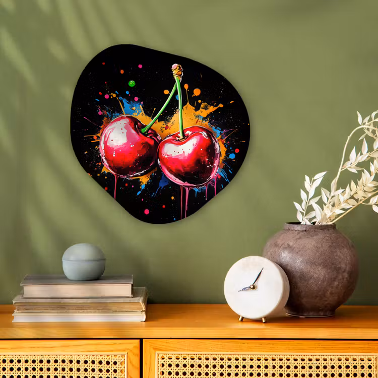Organisch schilderij - Forex - Kersen - Fruit - Graffiti - Verf - Abstract - Modern - Kleurrijk — 2
