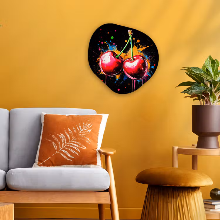 Organisch schilderij - Forex - Kersen - Fruit - Graffiti - Verf - Abstract - Modern - Kleurrijk — 3