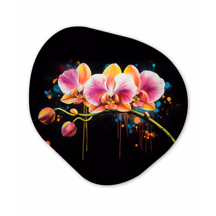 Organisch schilderij - Forex - Orchidee - Graffiti - Kleurrijk - Bloemen - Abstract — 1