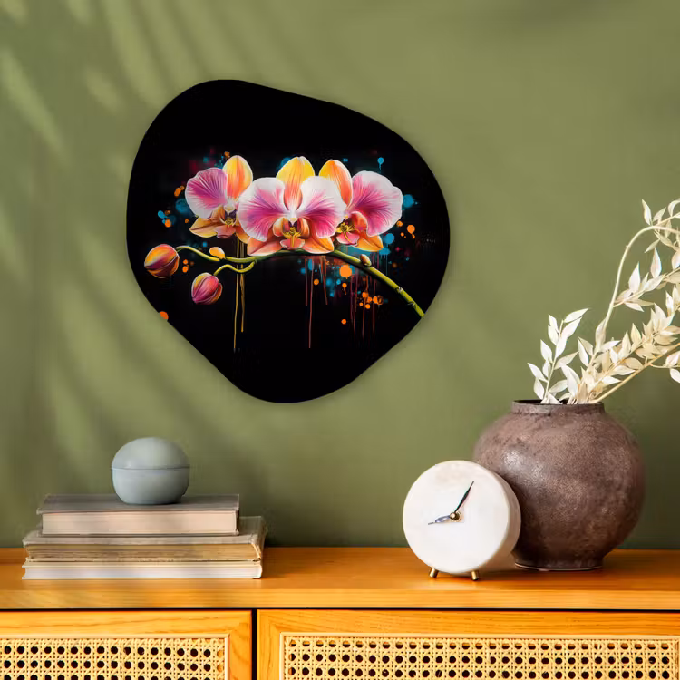 Organisch schilderij - Forex - Orchidee - Graffiti - Kleurrijk - Bloemen - Abstract — 2