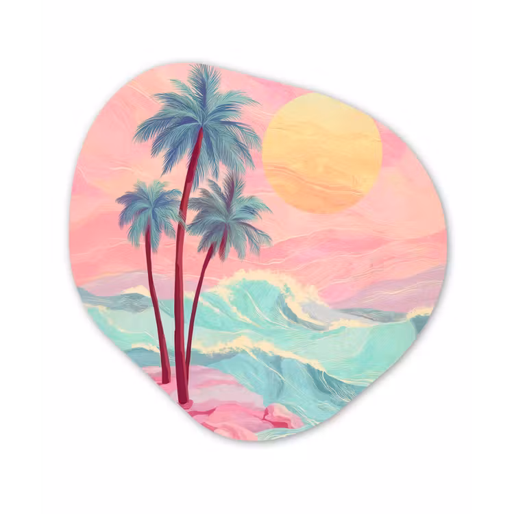 Organisch schilderij - Forex - Palmbomen - Golven - Zee — 1