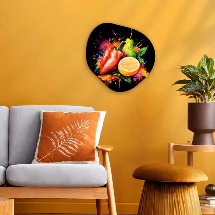 Organisch schilderij - Forex - Paprika - Peer - Citroen - Graffiti - Verf - Abstract — 3