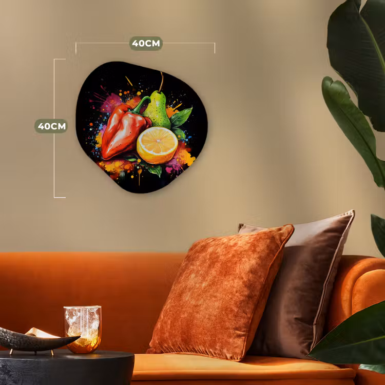 Organisch schilderij - Forex - Paprika - Peer - Citroen - Graffiti - Verf - Abstract — 4