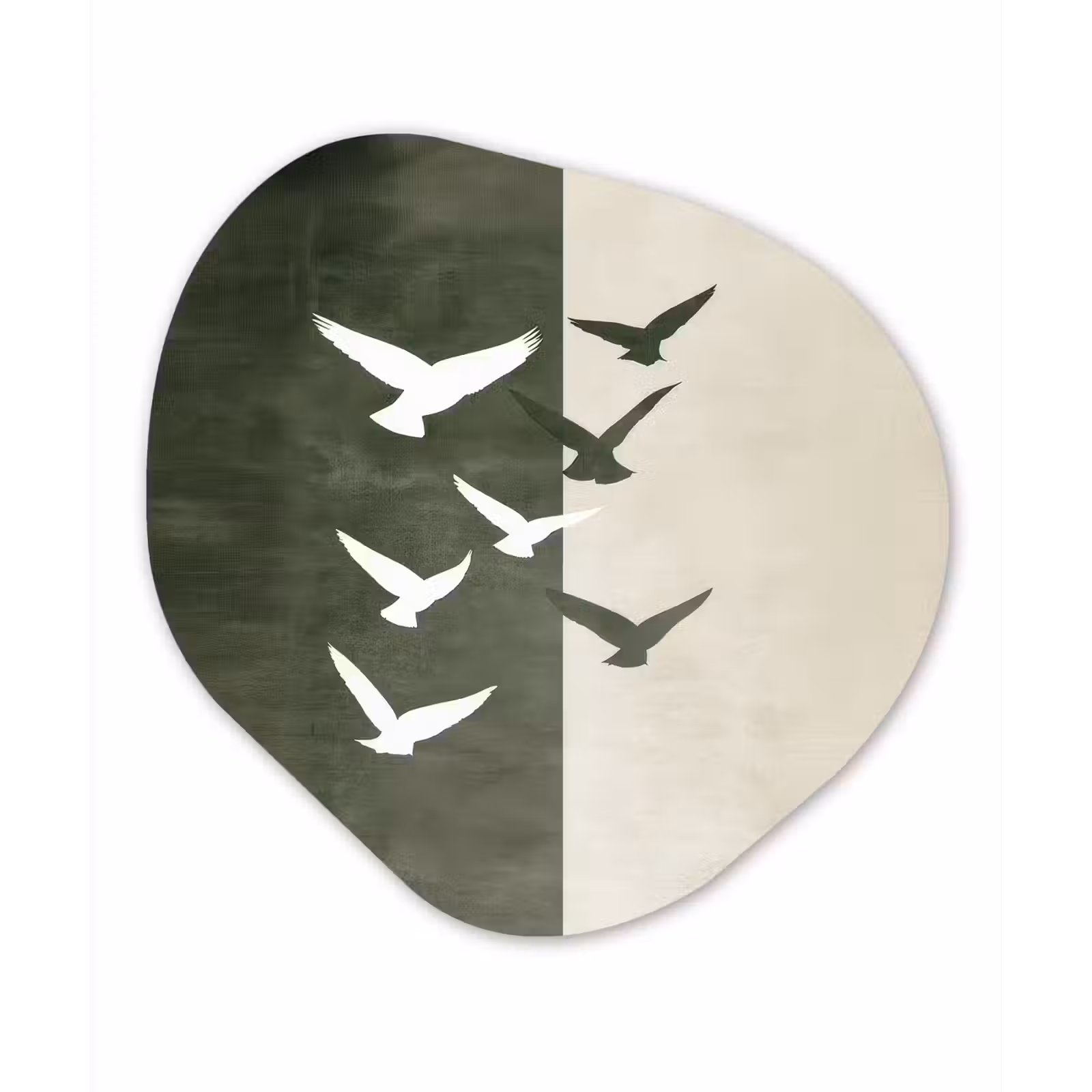 Organisch schilderij - Forex - Japandi - Vogel - Groen — 1