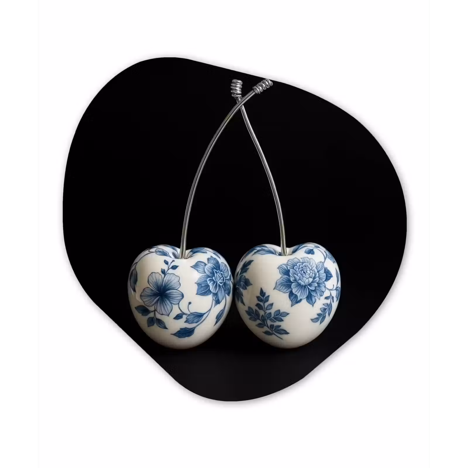 Organisch schilderij - Forex - Kersen - Delfts blauw - Fruit — 1