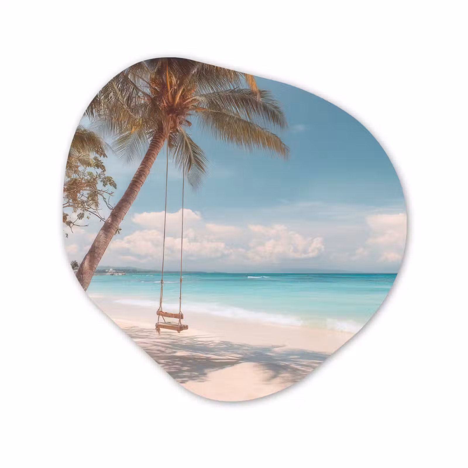 Organisch schilderij - Forex - Palmboom - Schommel - Strand - Lucht — 1