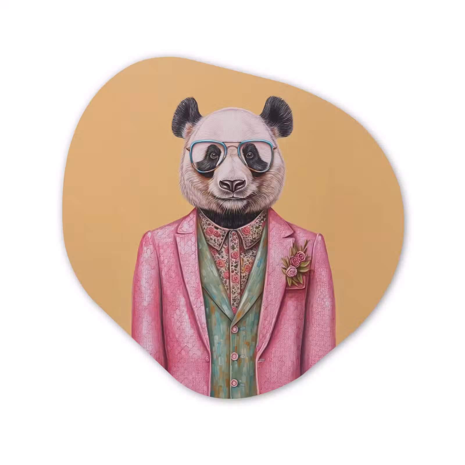 Organisch schilderij - Forex - Panda - Pak - Zonnebril - Blauw — 1