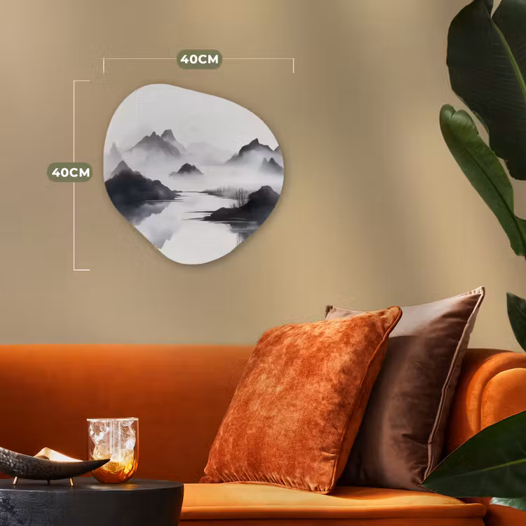 Organisch schilderij - Forex - Bergen - Mistig - Water - Wit — 4