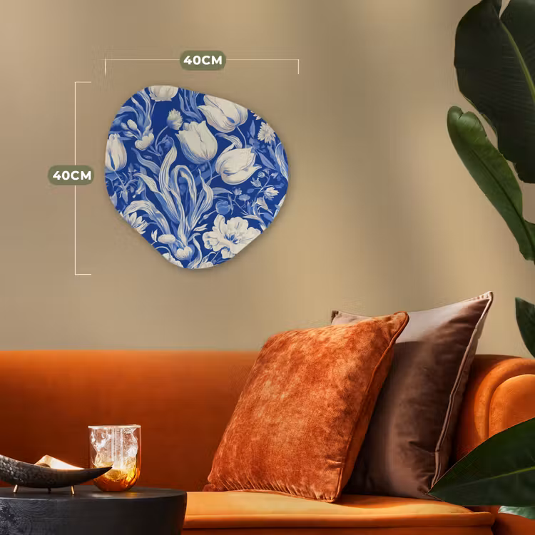 Organisch schilderij - Forex - Bloemen - Delfts Blauw - Patroon - Tulp — 4
