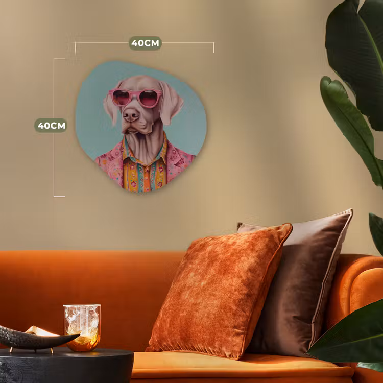Organisch schilderij - Forex - Hond - Overhemd - Bloemen - Bril — 4