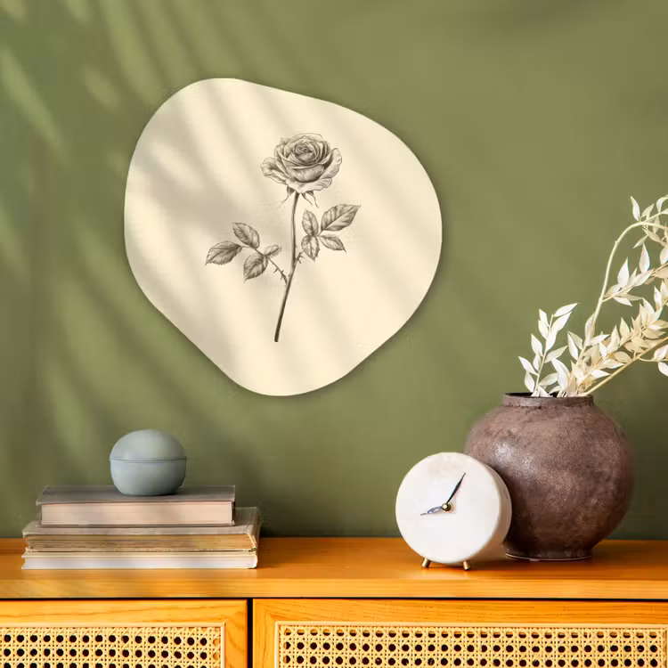 Organisch schilderij - Forex - Illustratie - Zwart - Roos — 2
