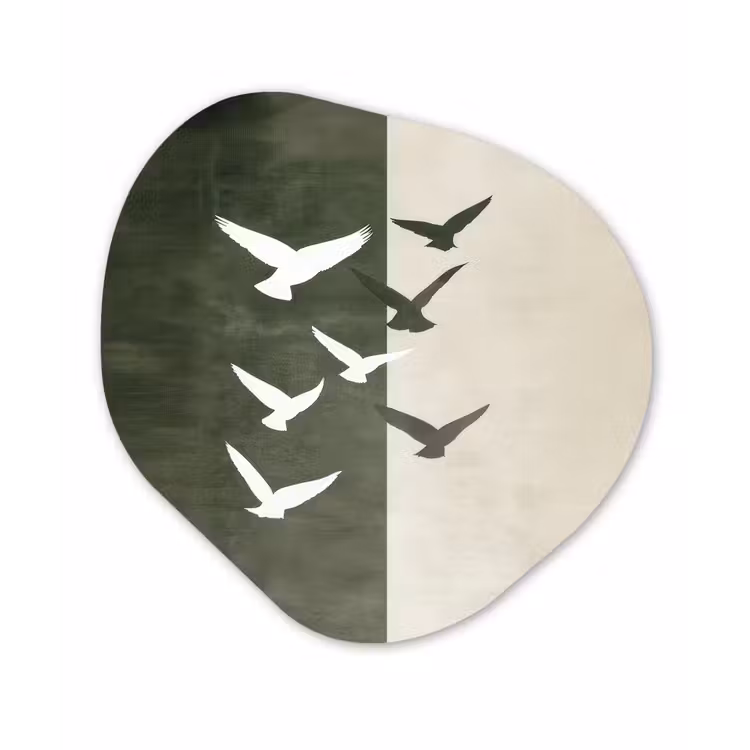 Organisch schilderij - Forex - Japandi - Vogel - Groen — 1