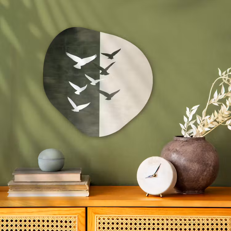 Organisch schilderij - Forex - Japandi - Vogel - Groen — 2