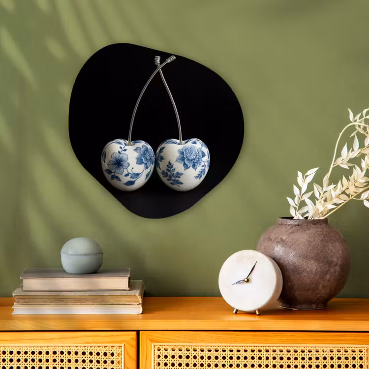 Organisch schilderij - Forex - Kersen - Delfts blauw - Fruit — 2