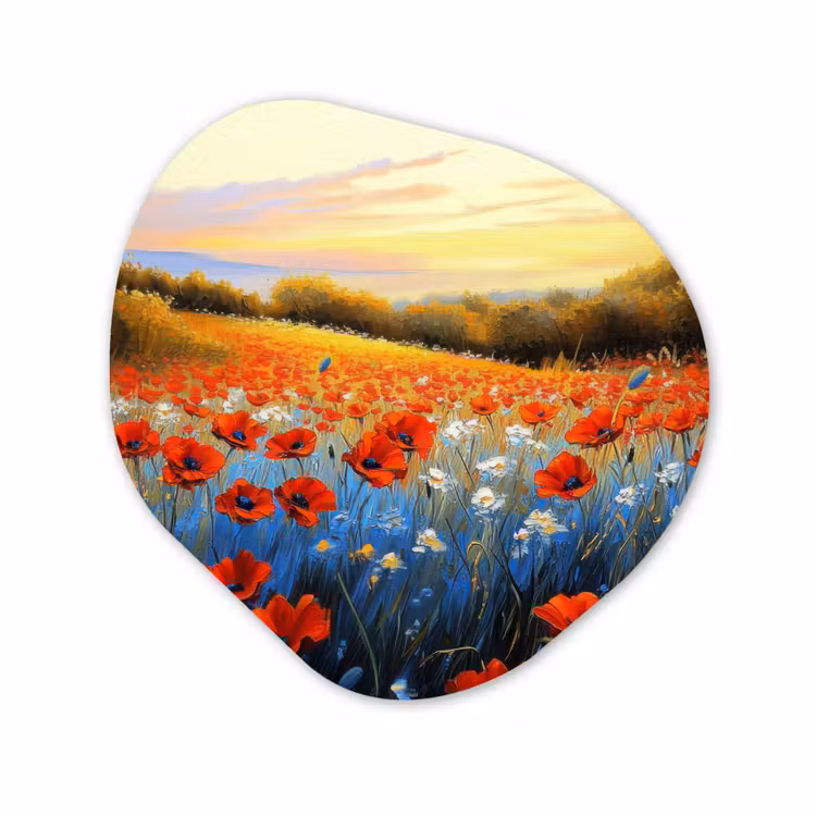 Organisch schilderij - Forex - Klaproos - Bloemenveld - Kleurrijk — 1