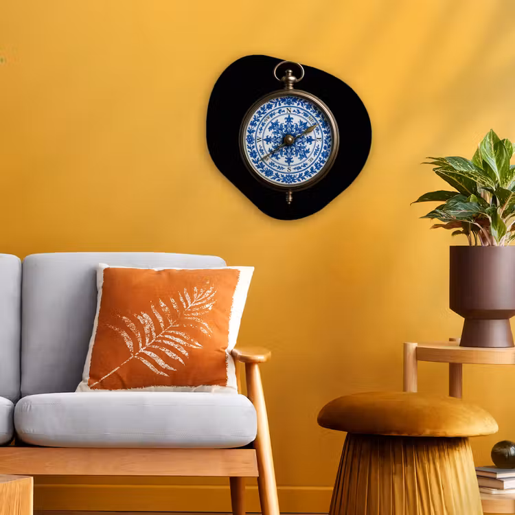 Organisch schilderij - Forex - Kompas - Delfts blauw - Zwart — 3