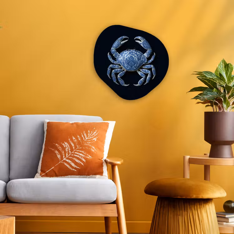 Organisch schilderij - Forex - Krab - Delfts blauw - Dieren — 3