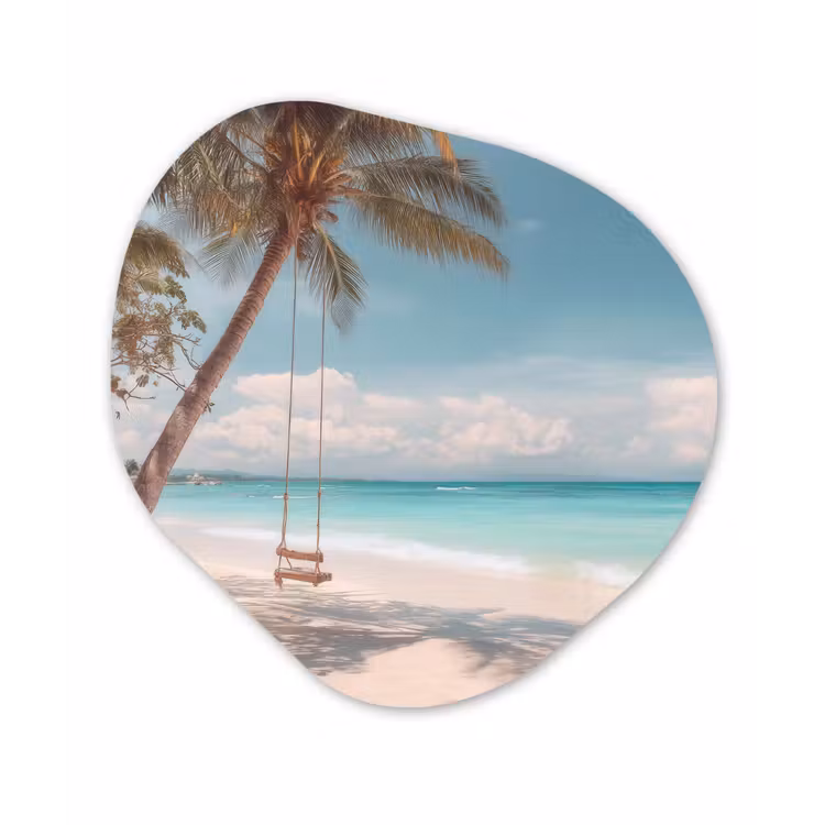 Organisch schilderij - Forex - Palmboom - Schommel - Strand - Lucht — 1