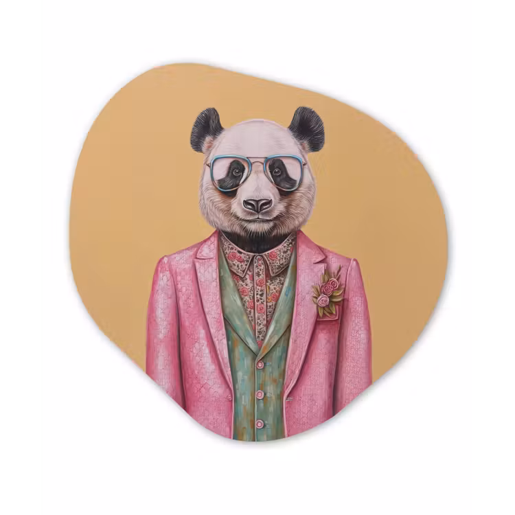 Organisch schilderij - Forex - Panda - Pak - Zonnebril - Blauw — 1