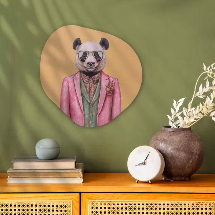 Organisch schilderij - Forex - Panda - Pak - Zonnebril - Blauw — 2