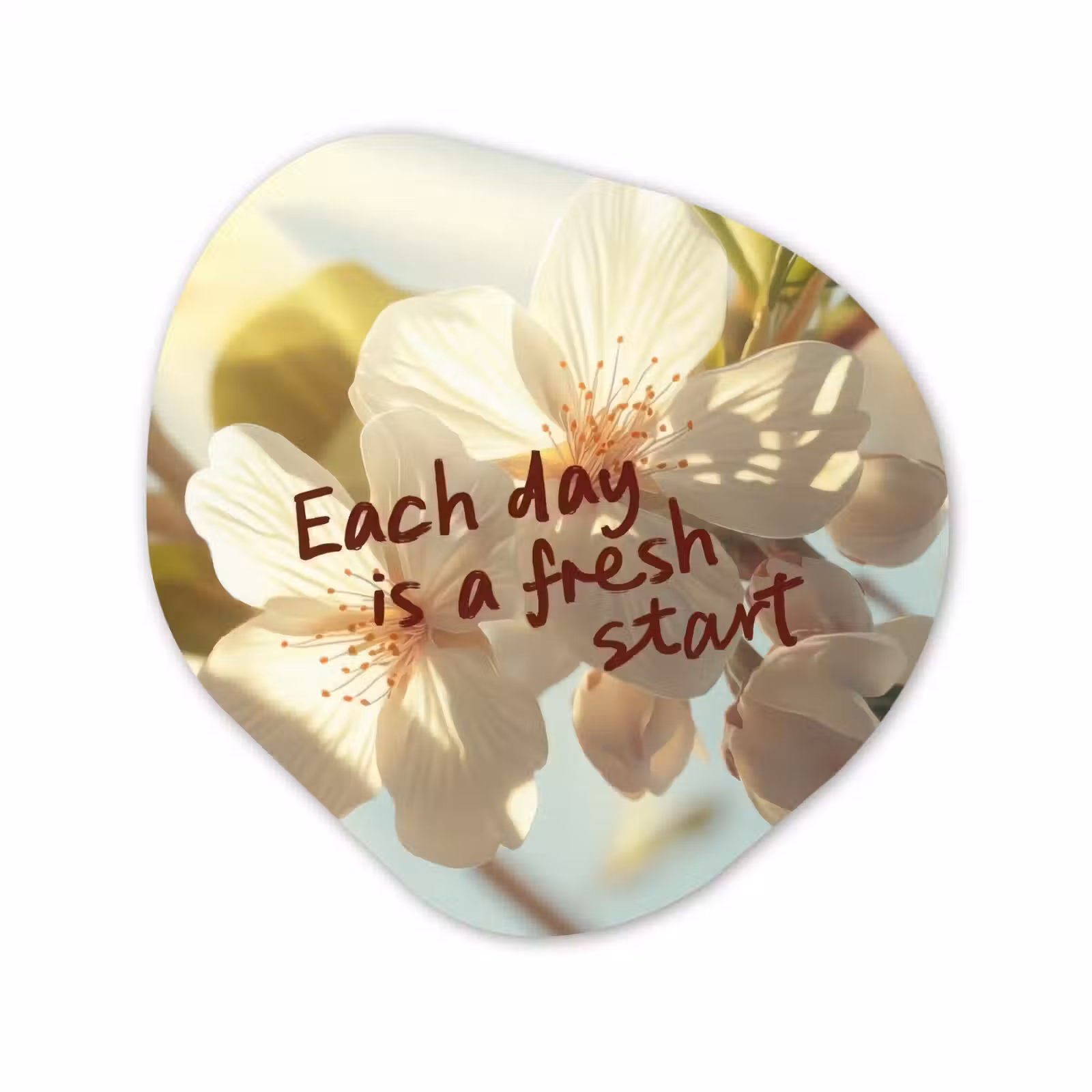 Organisch schilderij - Forex - Bloesems - Zonlicht - Quote - Wit — 1