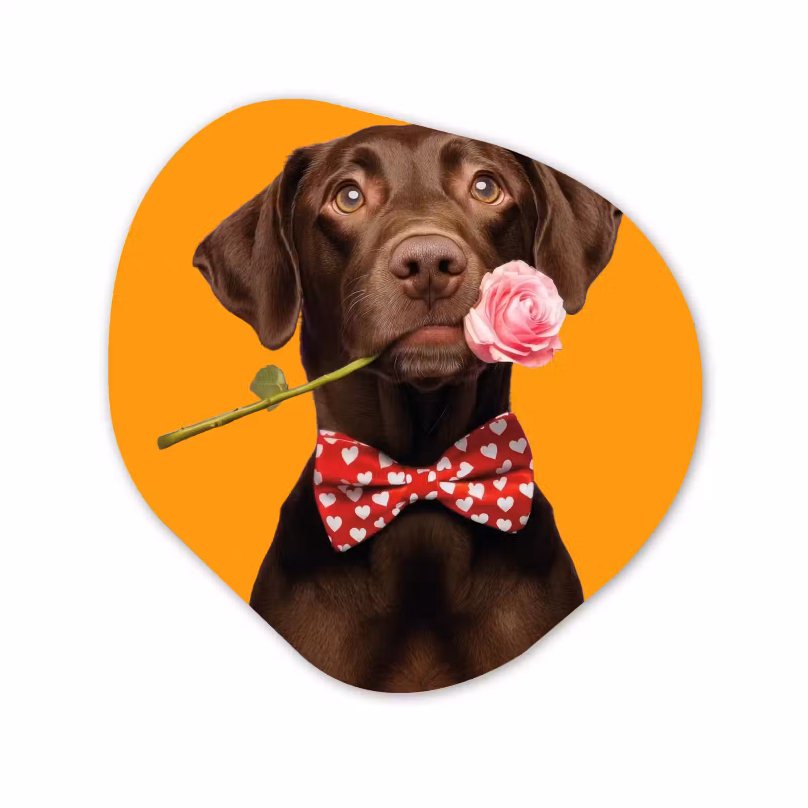 Organisch schilderij - Forex - Hond - Oranje - Roos - Valentijn — 1