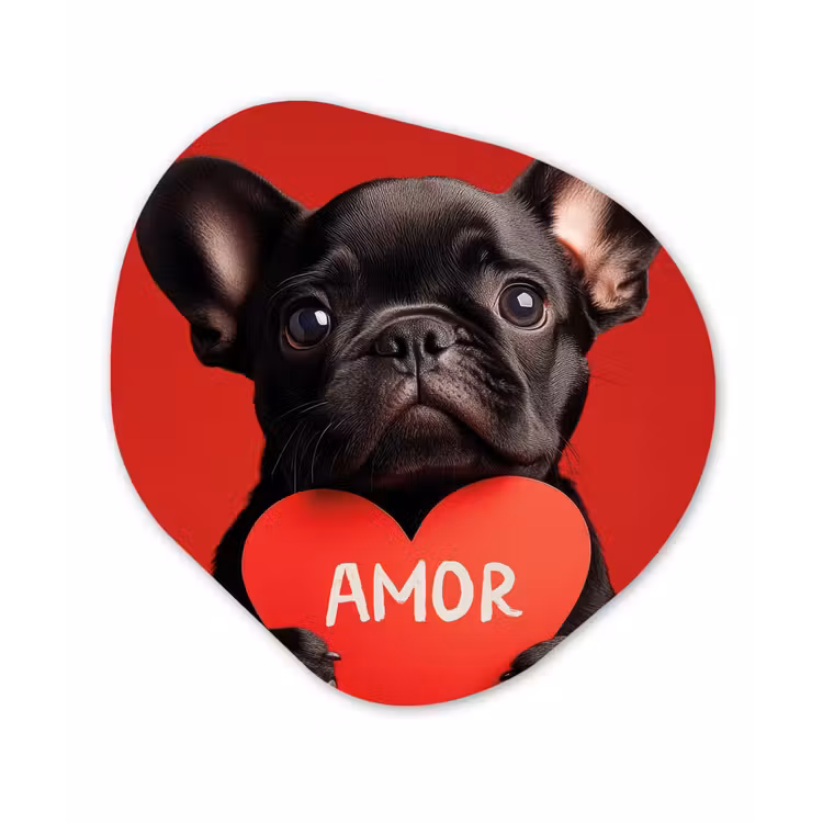 Organisch schilderij - Forex - Amor - Hond  - Hartje - Rood — 1