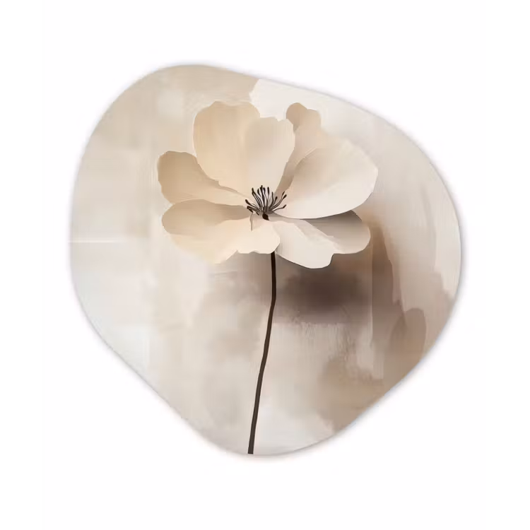Organisch schilderij - Forex - Bloem - Beige - Verf - Schaduw — 1