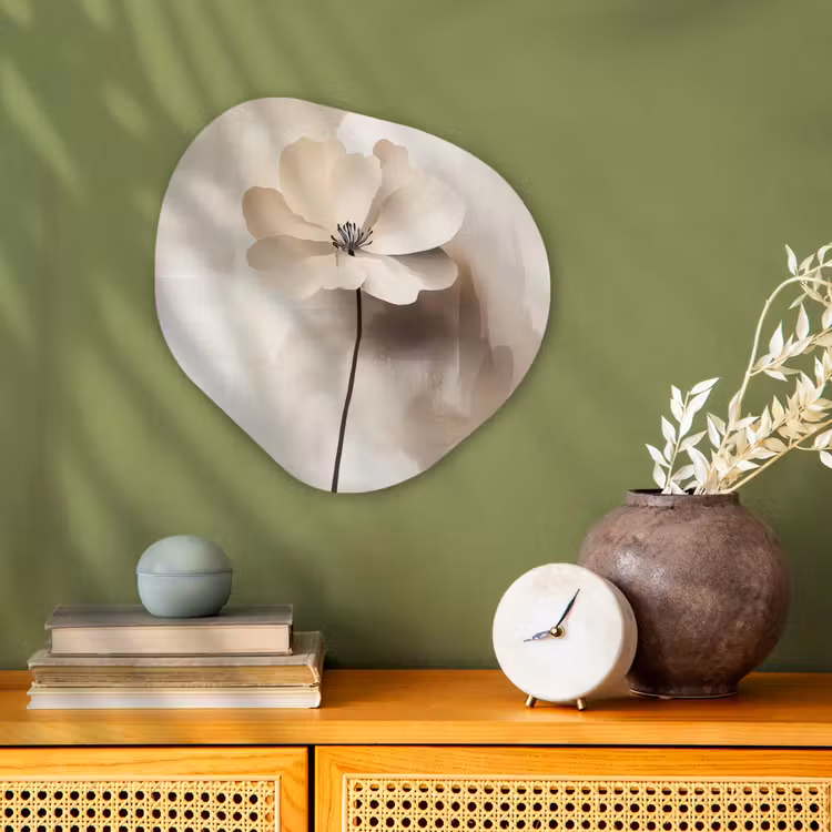 Organisch schilderij - Forex - Bloem - Beige - Verf - Schaduw — 2