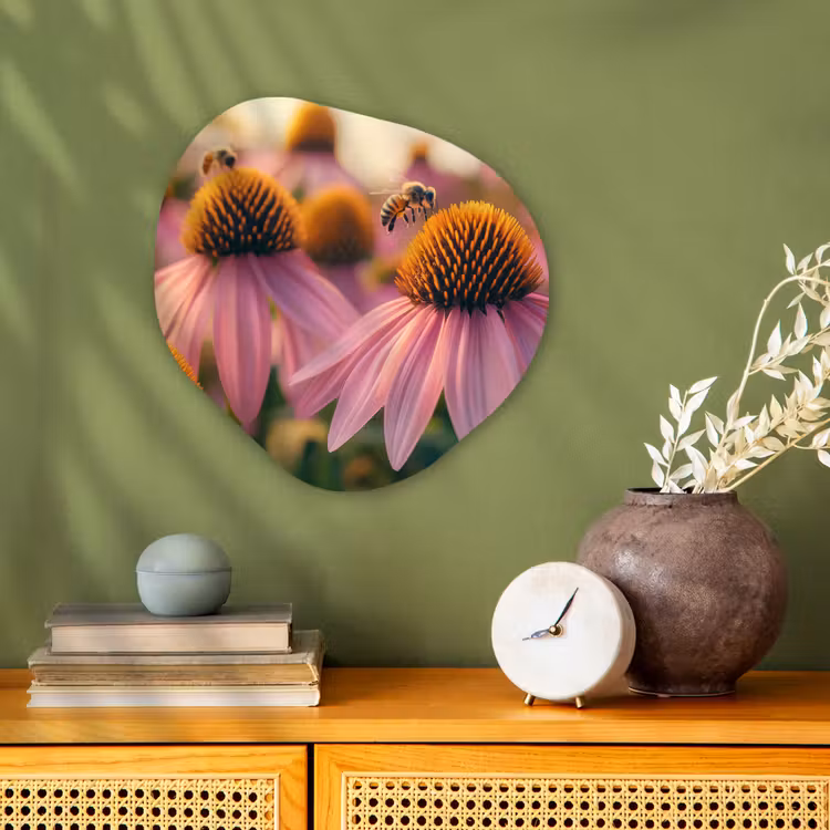 Organisch schilderij - Forex - Bloemen - Paars - Bijen — 2
