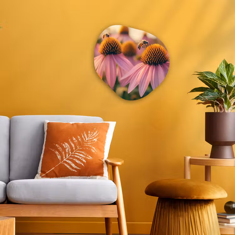 Organisch schilderij - Forex - Bloemen - Paars - Bijen — 3
