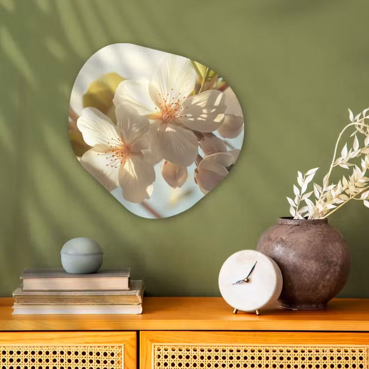 Organisch schilderij - Forex - Bloesems - Wit - Zonnestralen - Bloemblaadjes — 2